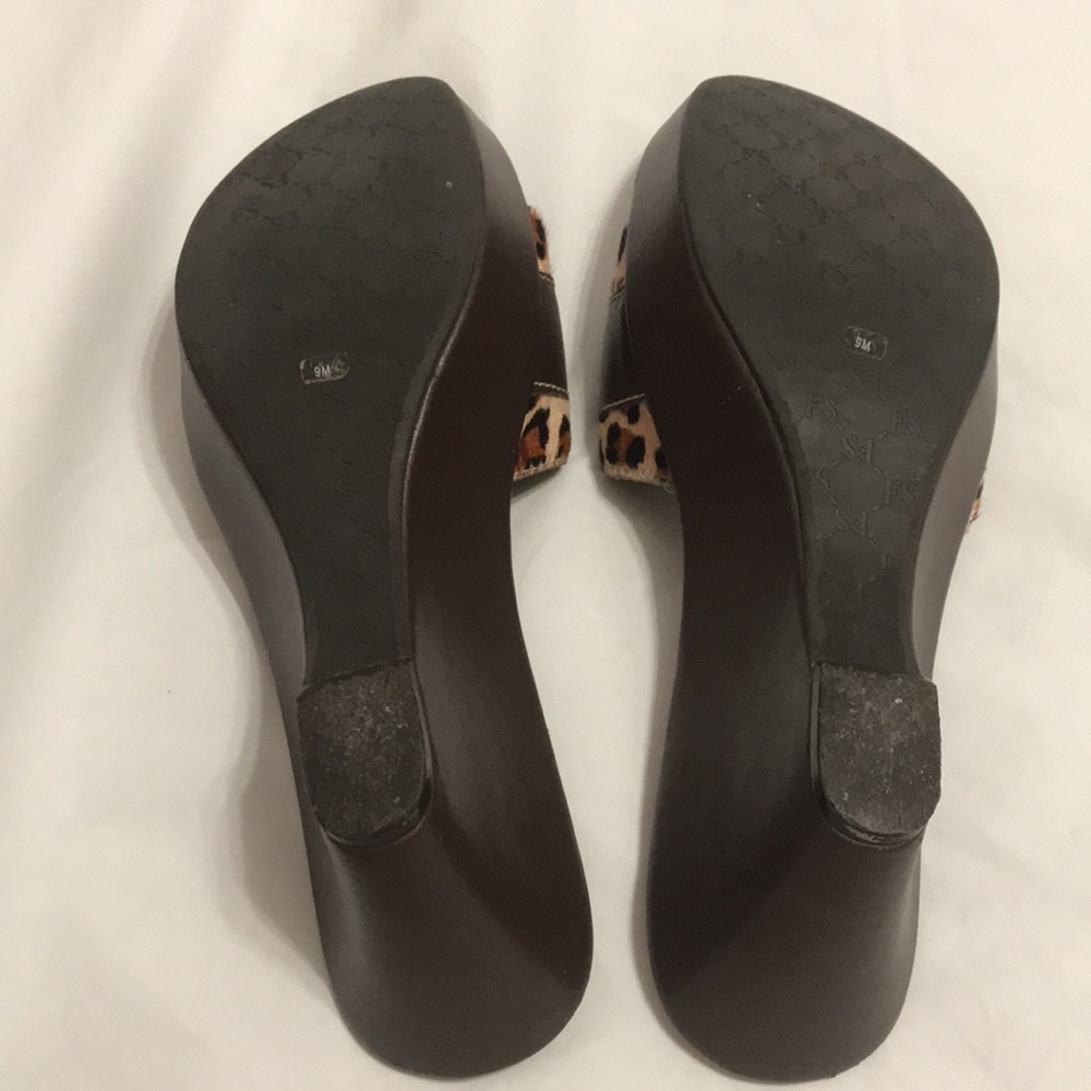 Franco Sarto Leopard Print Wedge Slides Sandals W… - image 6